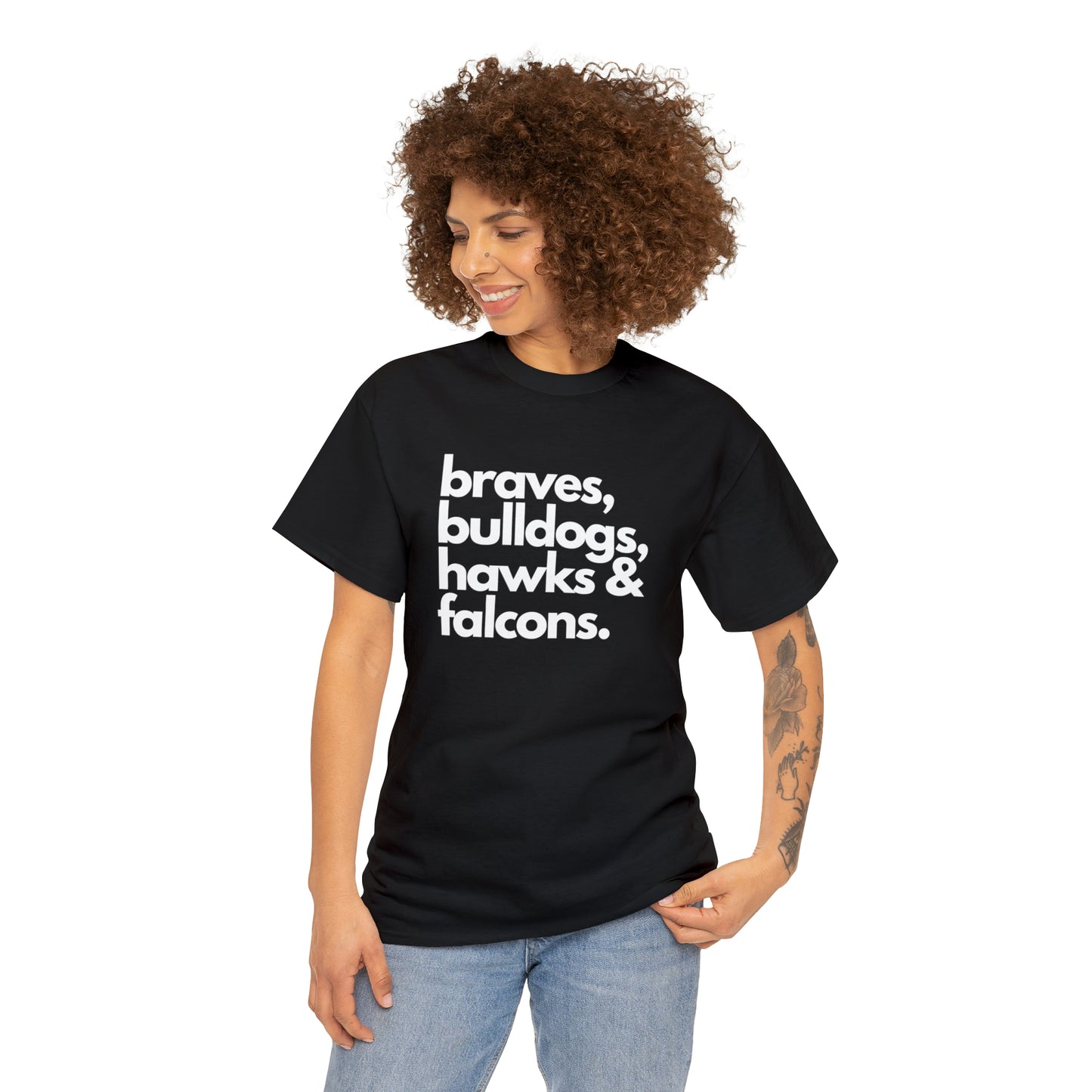 "Braves, Bulldogs, Hawks & Falcons" Unisex Heavy Cotton Tee