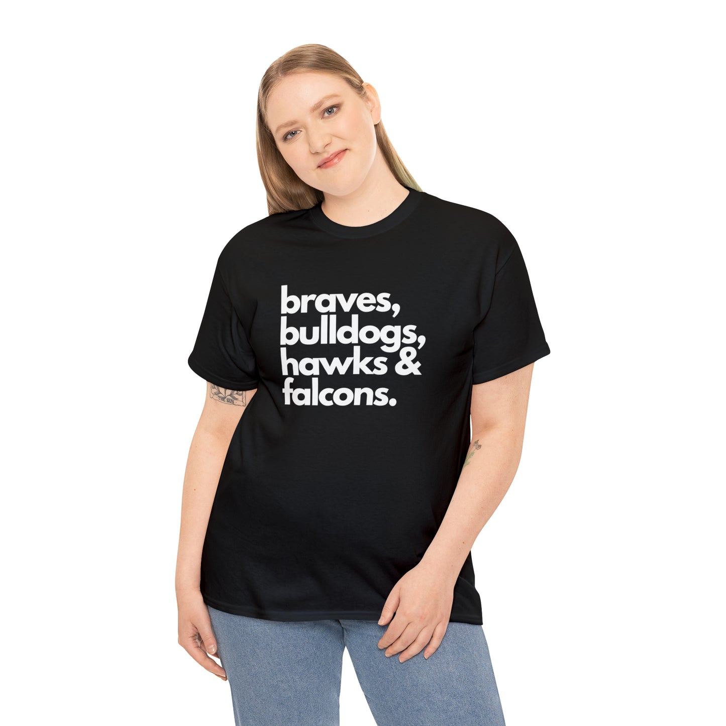 "Braves, Bulldogs, Hawks & Falcons" Unisex Heavy Cotton Tee