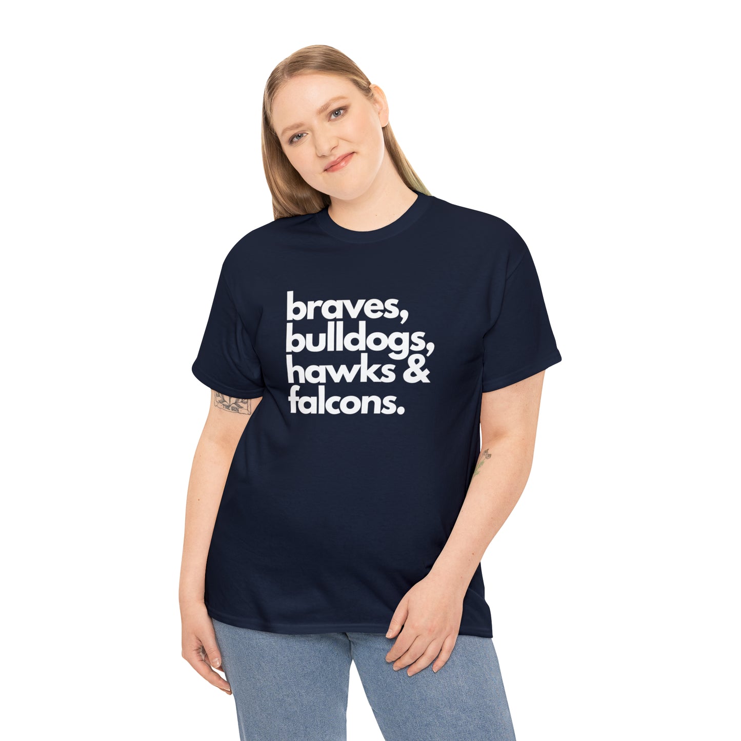 "Braves, Bulldogs, Hawks & Falcons" Unisex Heavy Cotton Tee