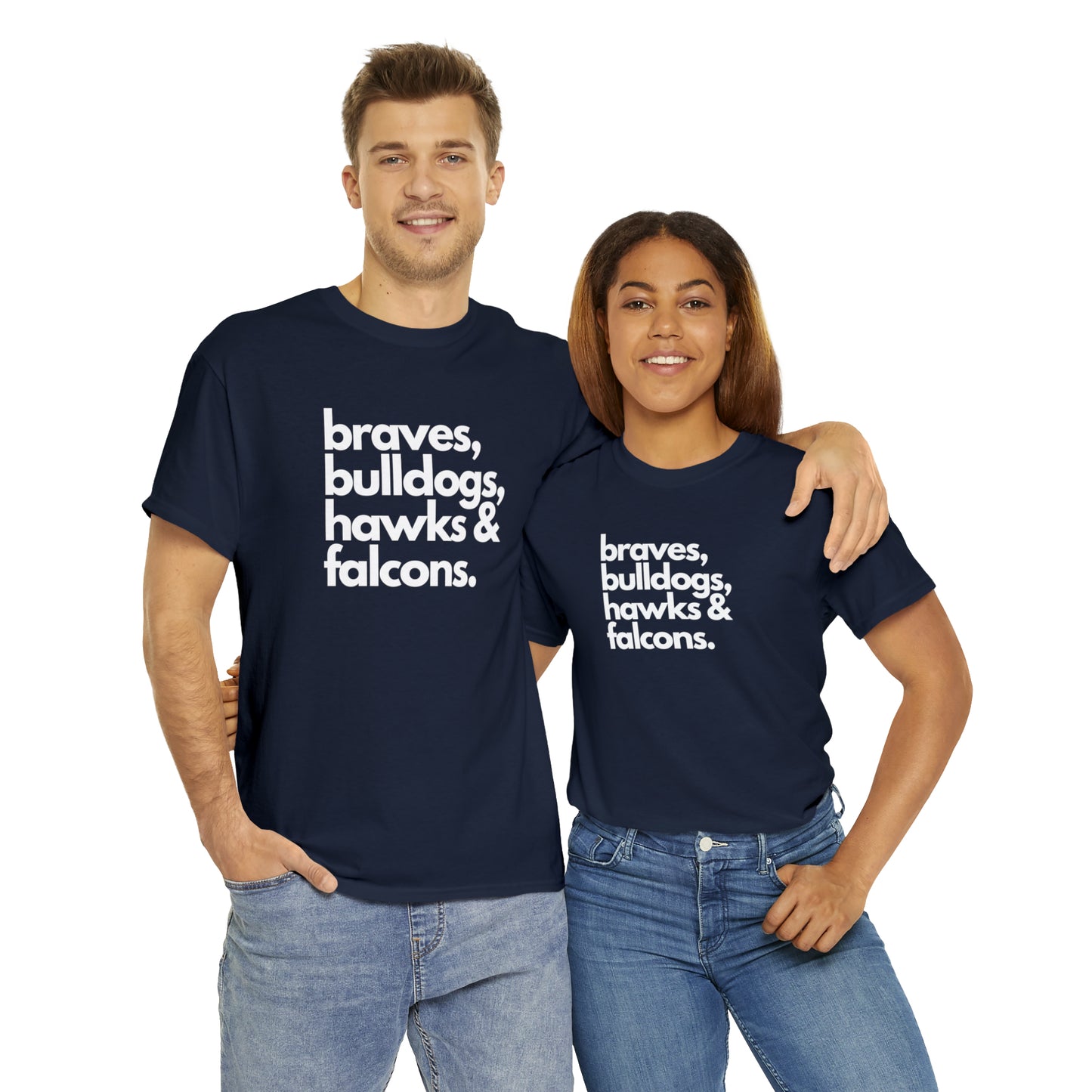 "Braves, Bulldogs, Hawks & Falcons" Unisex Heavy Cotton Tee