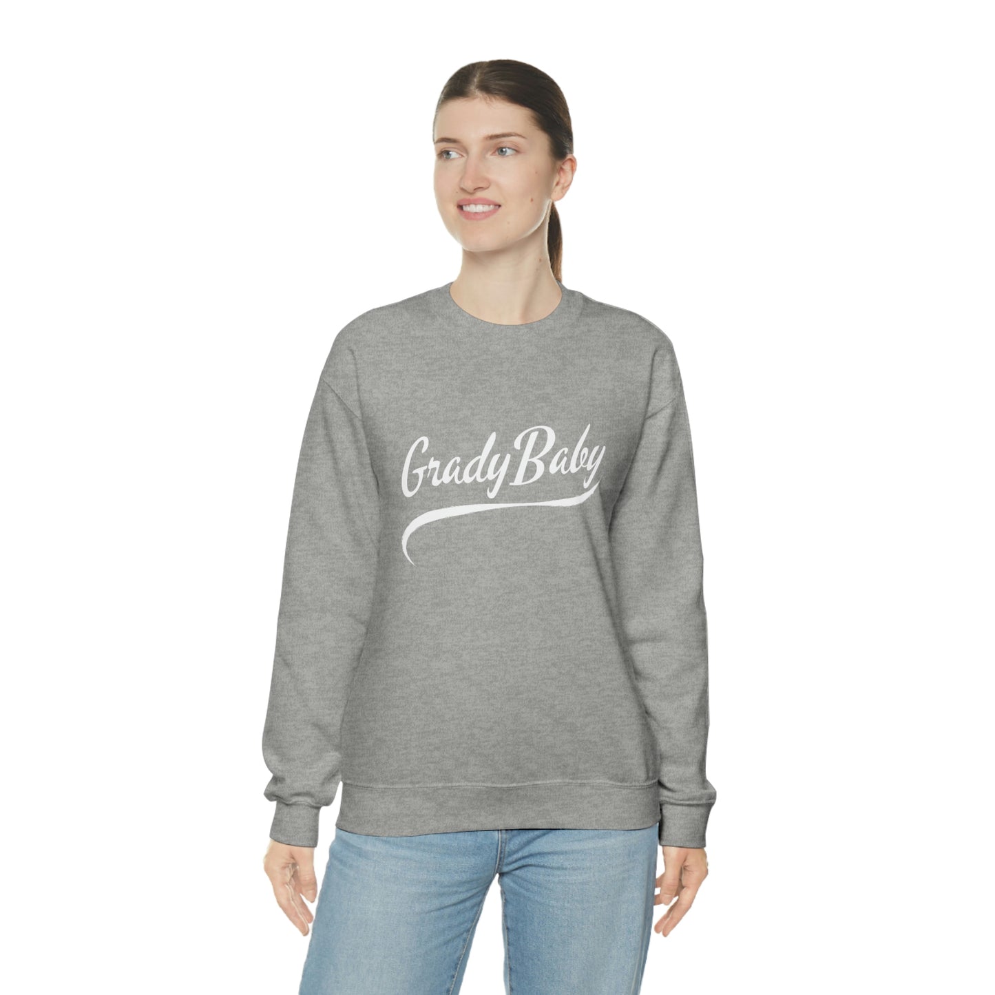 "Grady Baby" White Swoop Lightweight Crewneck Sweatshirt