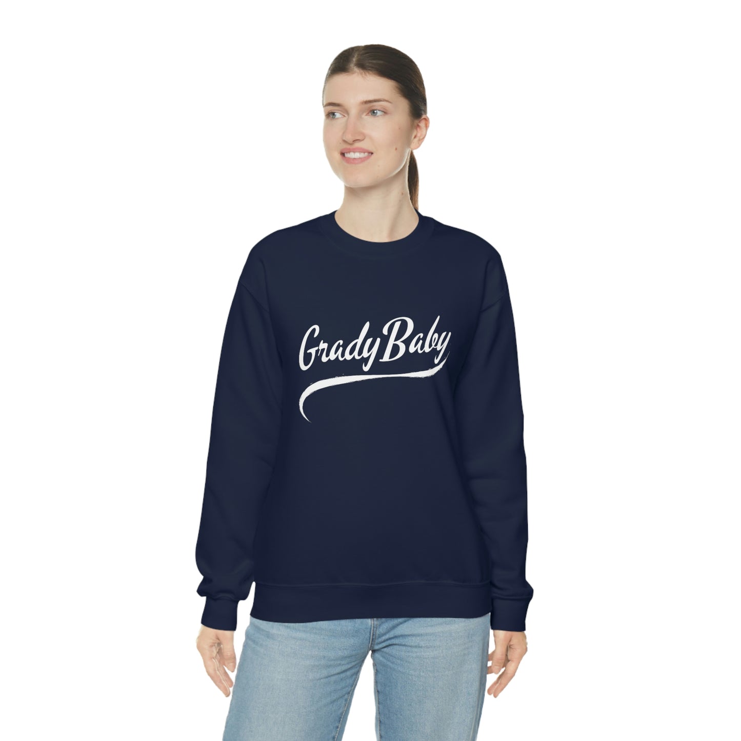 "Grady Baby" White Swoop Lightweight Crewneck Sweatshirt