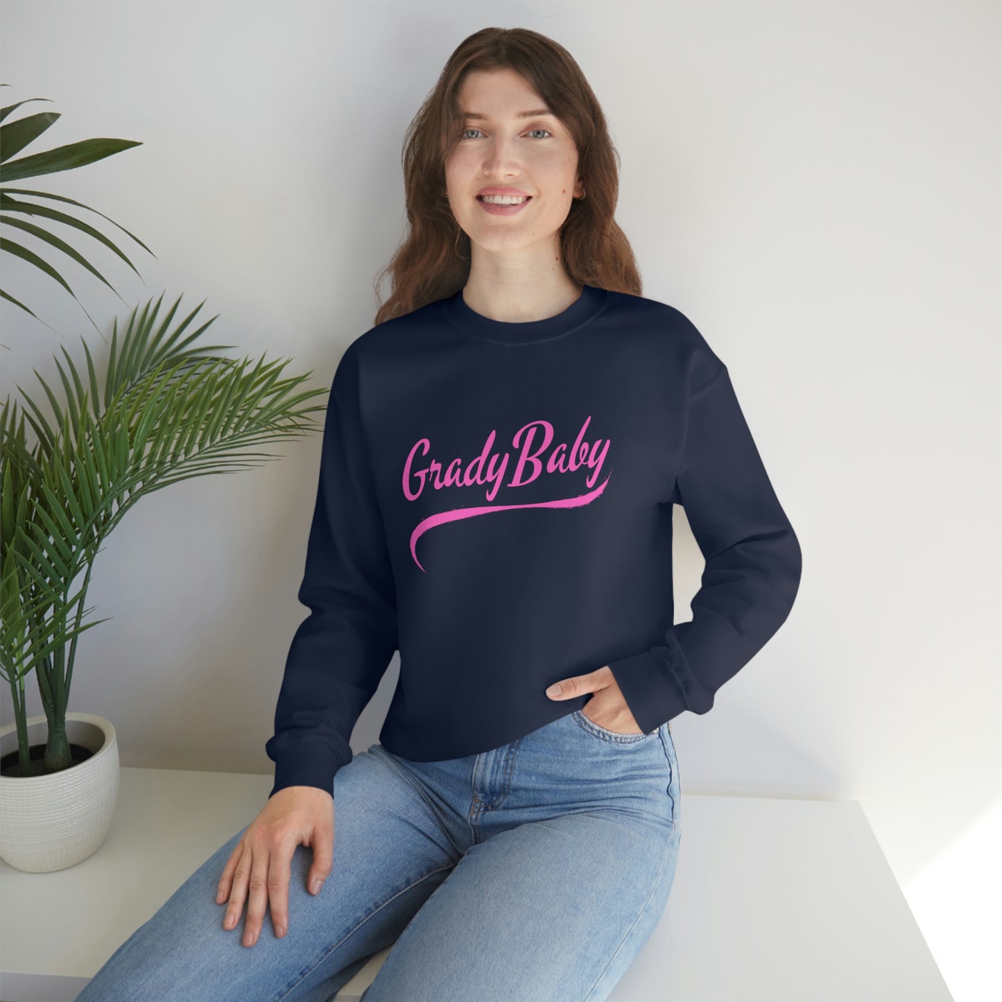 "Grady Baby" Pink Swoop Lightweight Crewneck Sweatshirt