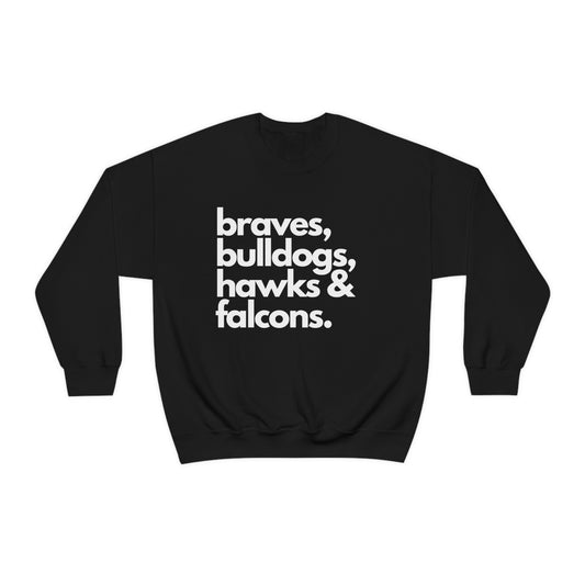 "Braves, Bulldogs, Hawks & Falcons" Crewneck Sweatshirt