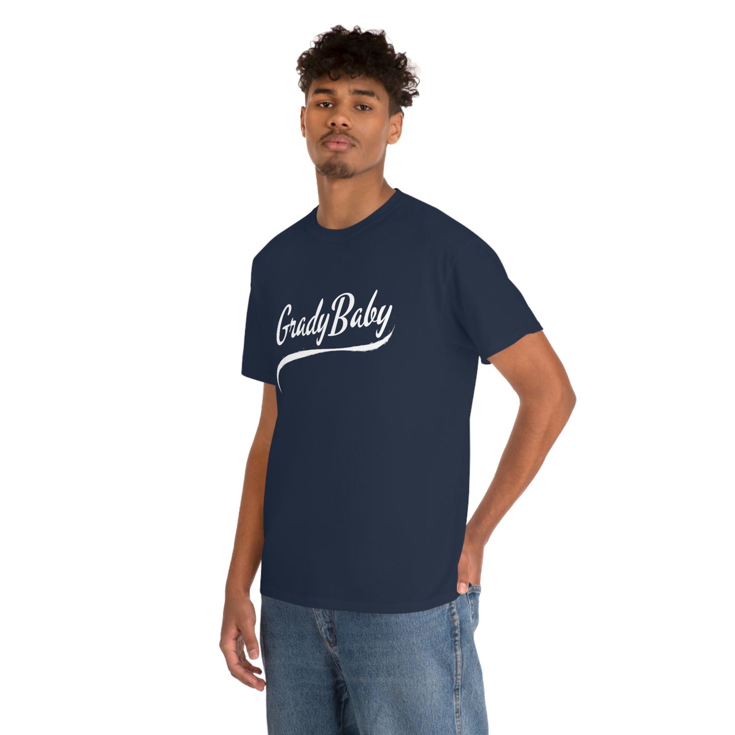 "Grady Baby" White Swoop Unisex Heavy Cotton Tee