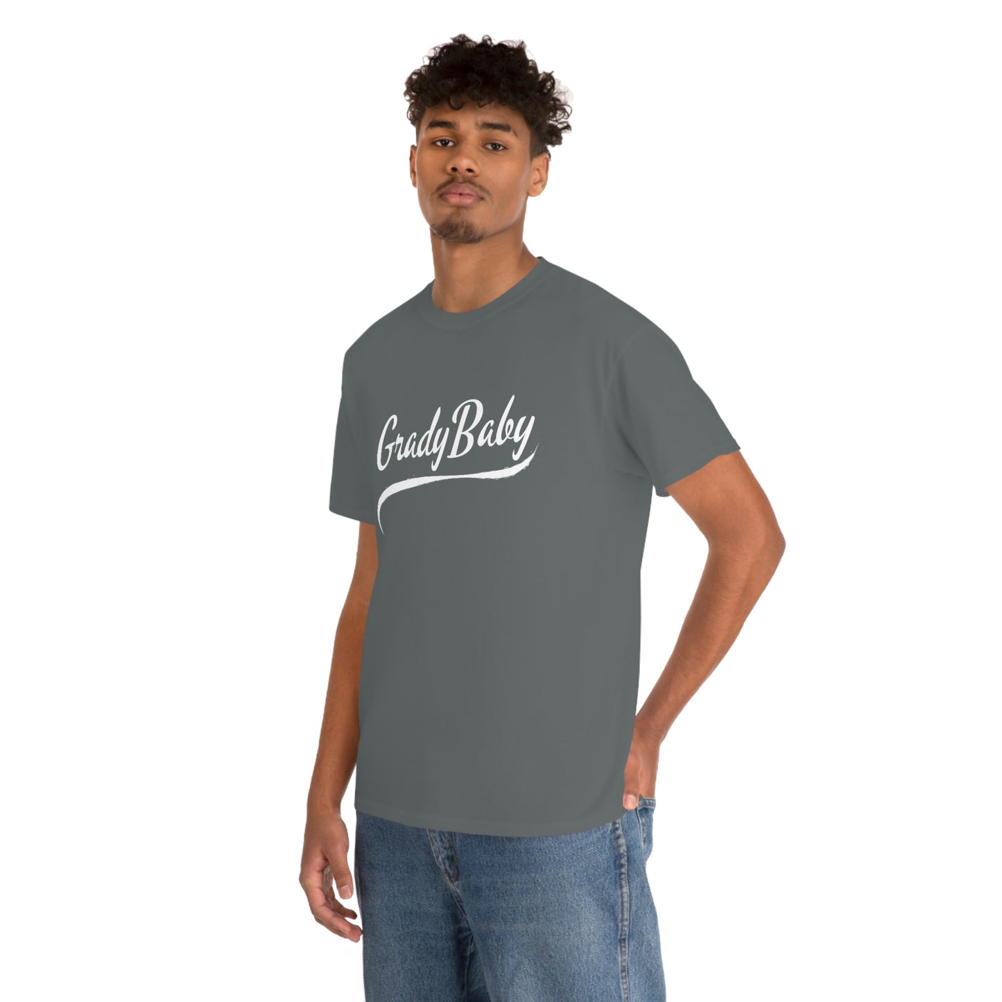 "Grady Baby" White Swoop Unisex Heavy Cotton Tee