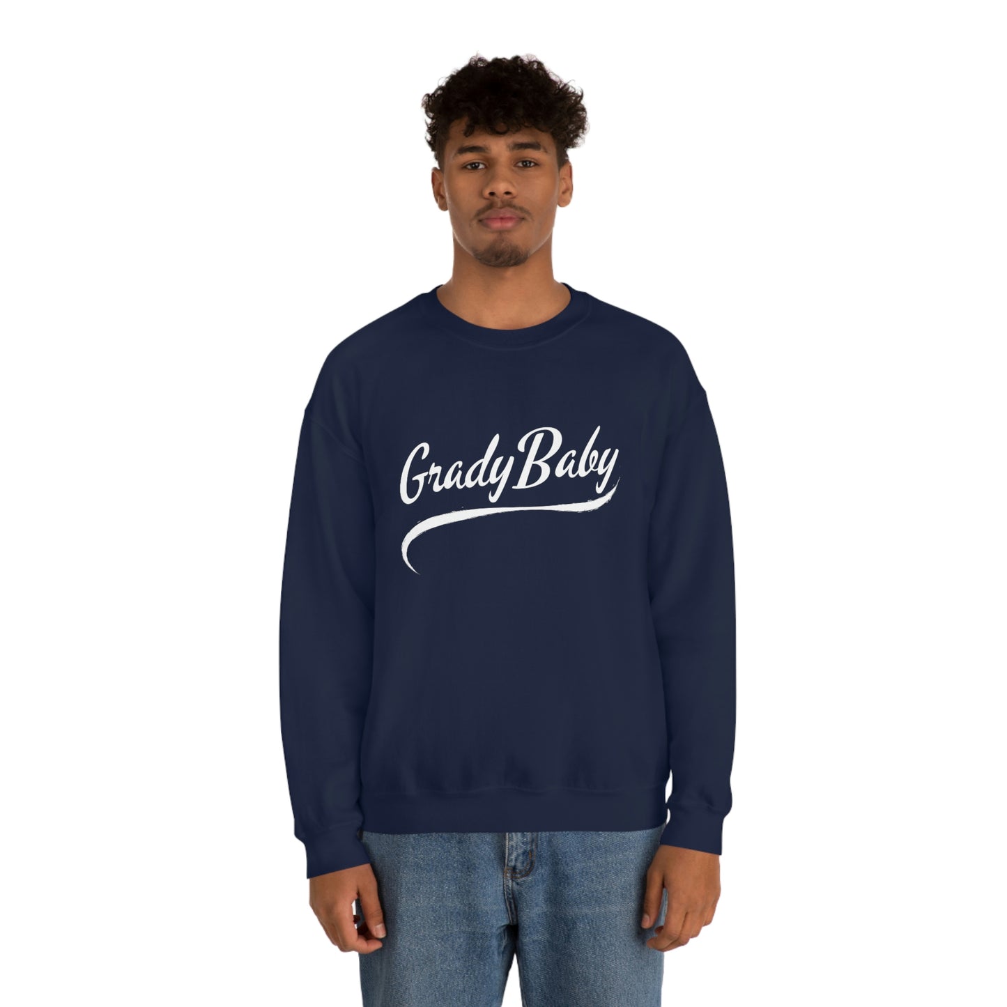 "Grady Baby" White Swoop Lightweight Crewneck Sweatshirt